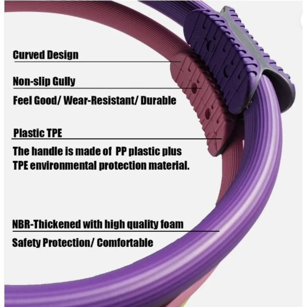 Pilates Ring  Dual Grip  Sport Yoga Fitness Exercise Black and Purple #030